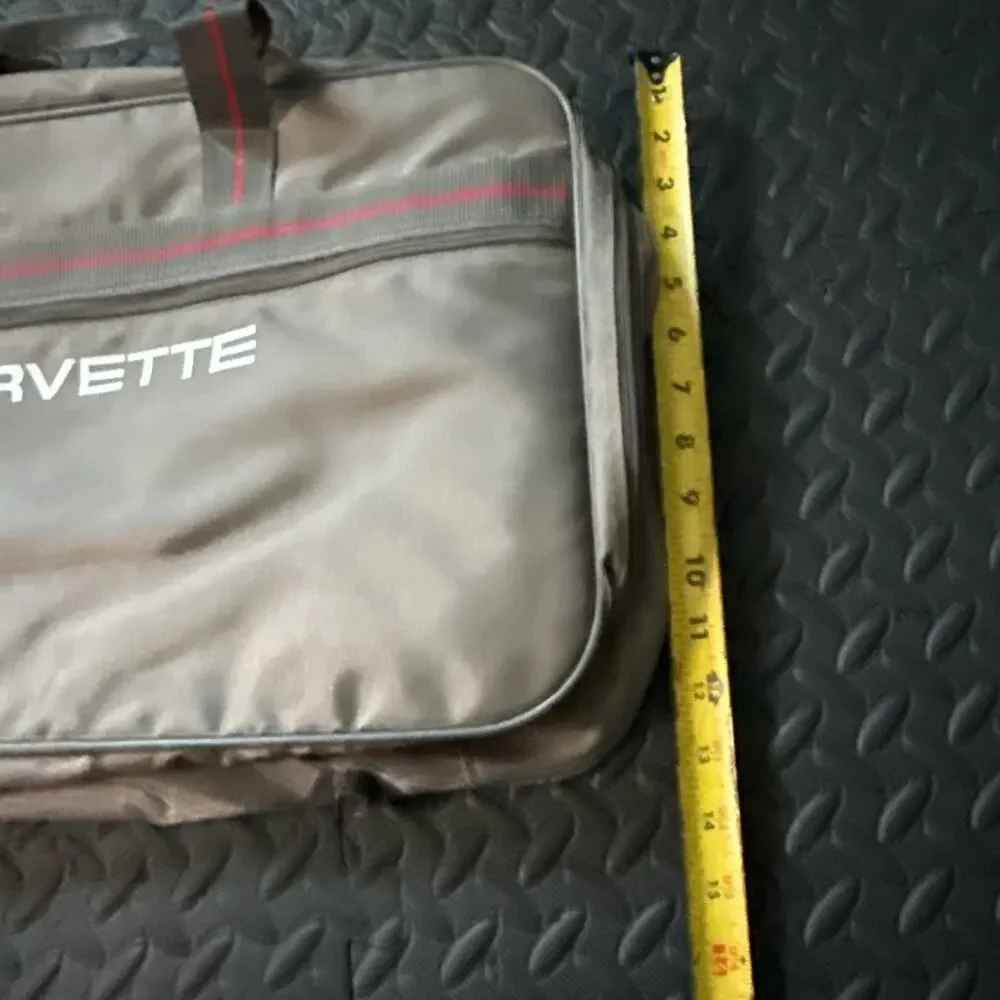 Vintage Chevrolet Corvette 2 Piece Luggage Travel Bag Set Gray Red Made Korea *